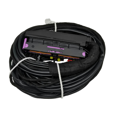 56-Pin-ECU-Verdrahtung mit mehreren Anschlüssen und PVC-Rohrschutz
